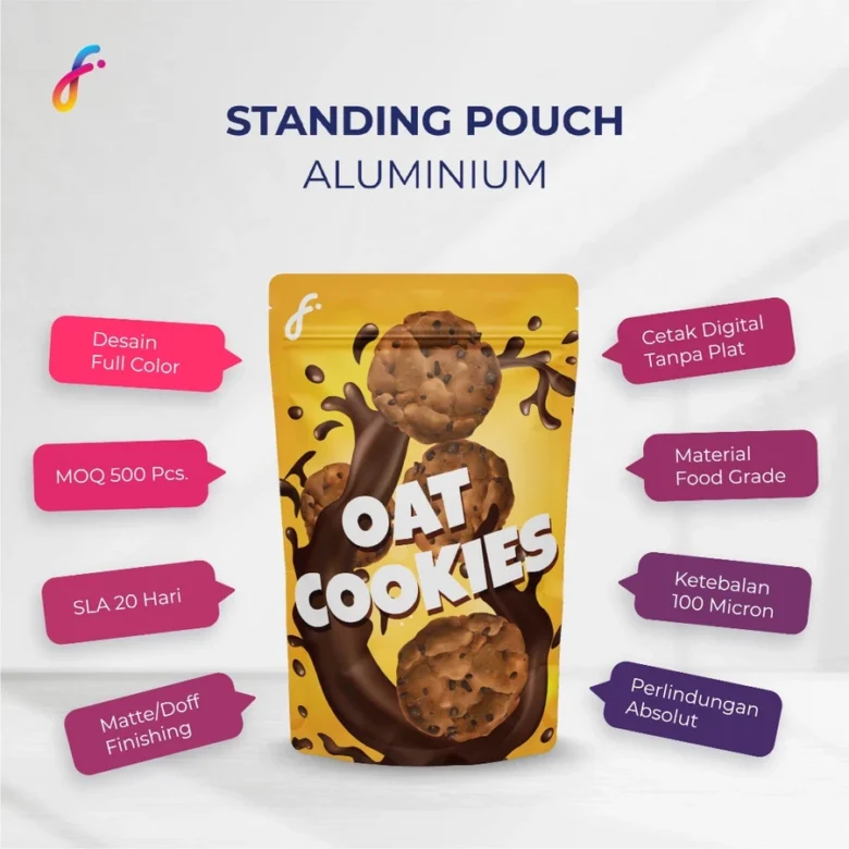 Cetak Standing Pouch Aluminium Super 100 Matte/Doff - 16 x 25 cm